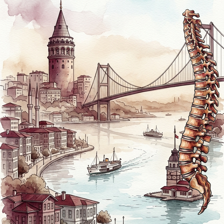İstanbul & omurga — suluboya